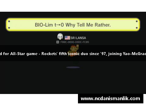 KD and Jing Sheng selected for All-Star game - Rockets' fifth iconic duo since '97, joining Yao-McGrady and Harden-Westbrook.